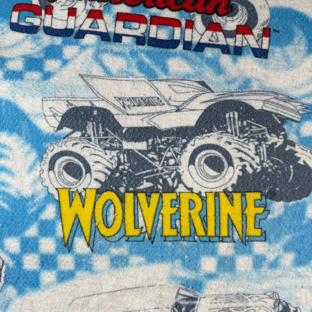 2001 Marvel SFX Monster Jam Truck Blanket 68x84 Spiderman Wolverine Vintage Rare